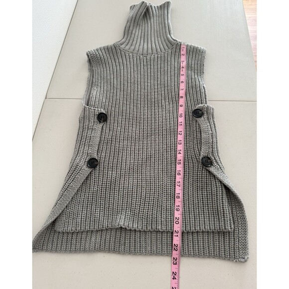 Zara Side Button Turtleneck Sweater Vest Women Size S Gray Sleeveless - Picture 5 of 9
